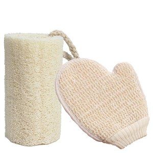 100% Natural Loofah + Loofah Body Scrubber Exfoliating Bath Sponge (2 pieces)
